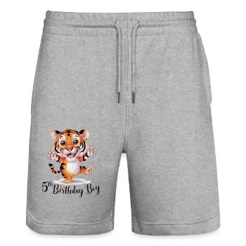 Cute Tiger 5th Birthday Gift Cute Animals - Stanley/Stella Trainer Unisex Organic Jogging Shorts - heather grey - Front - Nik (191cm) & Marisol (170cm)