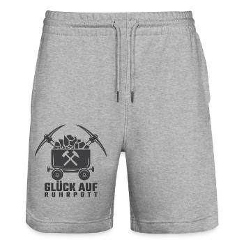 Ruhrpott Luck on Lore Mining Miners - Stanley/Stella Trainer Unisex Organic Jogging Shorts - heather grey - Front - Nik (191cm) & Marisol (170cm)