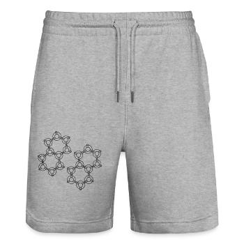 Hexa-Design - Stanley/Stella Unisex Bio Joggingshorts Trainer  - Grau meliert - Vorne - Nik (191cm) & Marisol (170cm)