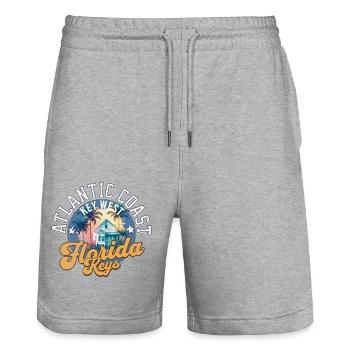 Florida keys Key West - Stanley/Stella Trainer Unisex Organic Jogging Shorts - heather grey - Front - Nik (191cm) & Marisol (170cm)