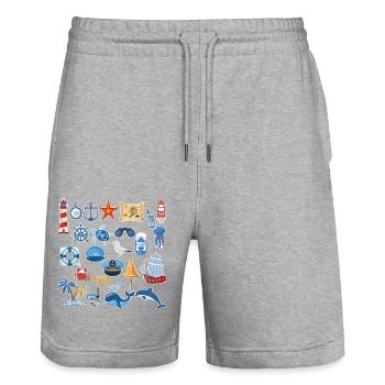 Nautical spirit for summer time - Short de jogging bio TRAINER Stanley/Stella unisexe - gris chiné - Devant - Nik (191cm) & Marisol (170cm)
