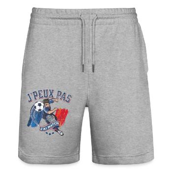 Ich kann nicht, ich habe Match 1 - Stanley/Stella Unisex Bio Joggingshorts Trainer  - Grau meliert - Vorne - Nik (191cm) & Marisol (170cm)