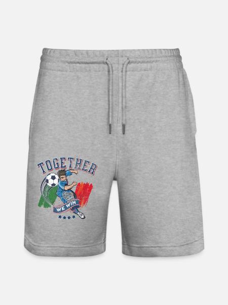 Together we win - Stanley/Stella Trainer Unisex Organic Jogging Shorts - heather grey