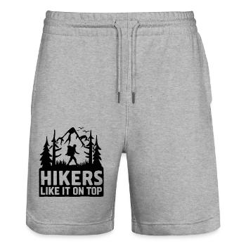 Randonneurs Randonnée Montagne Forêts Nature - Short de jogging bio TRAINER Stanley/Stella unisexe - gris chiné - Devant - Nik (191cm) & Marisol (170cm)