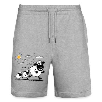 Lustige Schafe Schafherde Tiere - Stanley/Stella Unisex Bio Joggingshorts Trainer  - Grau meliert - Vorne - Nik (191cm) & Marisol (170cm)