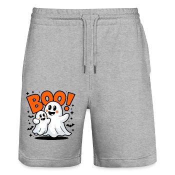 2 Lustige Geister Halloween Boo - Stanley/Stella Unisex Bio Joggingshorts Trainer  - Grau meliert - Vorne - Nik (191cm) & Marisol (170cm)