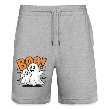 2 Lustige Geister Halloween Boo - Stanley/Stella Unisex Bio Joggingshorts Trainer  - Grau meliert - Vorne - Nik (191cm) & Marisol (170cm)