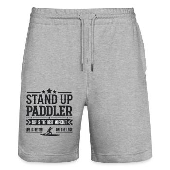 Stand Up Paddler - Short de jogging bio TRAINER Stanley/Stella unisexe - gris chiné - Devant - Nik (191cm) & Marisol (170cm)