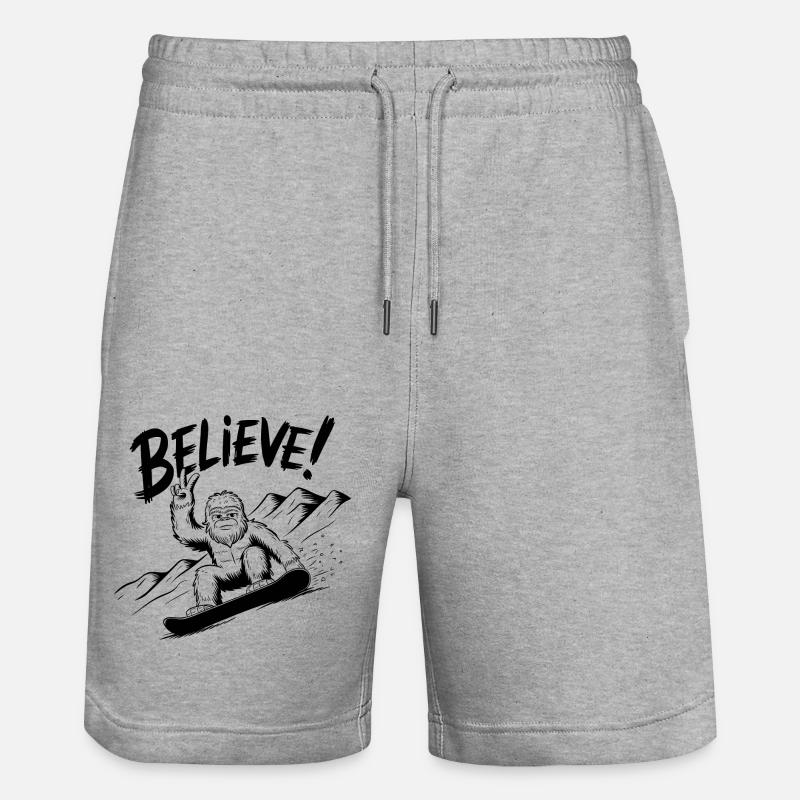 Sasquatch Bigfoot Snowboard Snowboarder - Short de jogging bio TRAINER Stanley/Stella unisexe - gris chiné