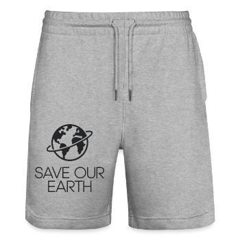 Militant écologiste Save our Earth Earth - Short de jogging bio TRAINER Stanley/Stella unisexe - gris chiné - Devant - Nik (191cm) & Marisol (170cm)