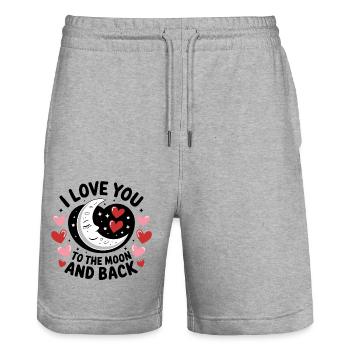 I love you to the Moon and back Valentine's Day - Stanley/Stella Trainer Unisex Organic Jogging Shorts - heather grey - Front - Nik (191cm) & Marisol (170cm)