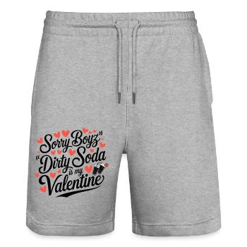 Sorry Boyz Dirty Soda is my Valentine - Stanley/Stella Unisex Bio Joggingshorts Trainer  - Grau meliert - Vorne - Nik (191cm) & Marisol (170cm)