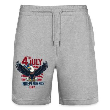 Amerika USA Adler 4th July Independence Day - Stanley/Stella Unisex Bio Joggingshorts Trainer  - Grau meliert - Vorne - Nik (191cm) & Marisol (170cm)