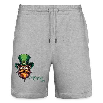 Leprechaun St. Patrick’s Day - Irish Happiness - Short de jogging bio TRAINER Stanley/Stella unisexe - gris chiné - Devant - Nik (191cm) & Marisol (170cm)