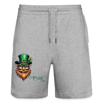 Leprechaun St. Patrick’s Day - Irish Happiness - Short de jogging bio TRAINER Stanley/Stella unisexe - gris chiné - Devant - Nik (191cm) & Marisol (170cm)