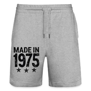 Made in 1975 – Vintage Geburtstag Jahrgangslegende - Stanley/Stella Unisex Bio Joggingshorts Trainer  - Grau meliert - Vorne - Nik (191cm) & Marisol (170cm)
