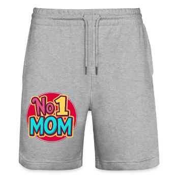 Nummer 1 Mama – Bunt & Liebevoll Muttertag - Stanley/Stella Unisex Bio Joggingshorts Trainer  - Grau meliert - Vorne - Nik (191cm) & Marisol (170cm)