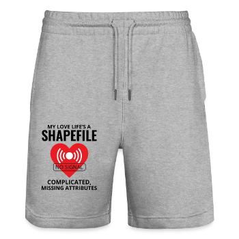 Shapefile GIS Analyst Humor Geospatial Tech - Stanley/Stella Trainer Unisex Organic Jogging Shorts - heather grey - Front - Nik (191cm) & Marisol (170cm)