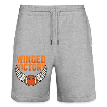Winged Victory – Football with wings - Stanley/Stella Trainer Unisex Organic Jogging Shorts - heather grey - Front - Nik (191cm) & Marisol (170cm)