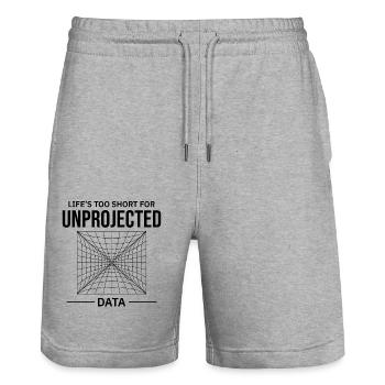 Unprojected Data GIS Cartography Mapping Error - Stanley/Stella Trainer Unisex Organic Jogging Shorts - heather grey - Front - Nik (191cm) & Marisol (170cm)