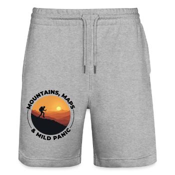 Hiking Mountain Sunset Adventure Outdoor Explore - Stanley/Stella Trainer Unisex Organic Jogging Shorts - heather grey - Front - Nik (191cm) & Marisol (170cm)