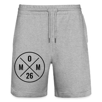 Mom 26 Baby Mutter Muttertag Geschenk Mama 2026 - Stanley/Stella Unisex Bio Joggingshorts Trainer  - Grau meliert - Vorne - Nik (191cm) & Marisol (170cm)
