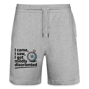 Disoriented Compass Travel Direction Humor - Stanley/Stella Trainer Unisex Organic Jogging Shorts - heather grey - Front - Nik (191cm) & Marisol (170cm)