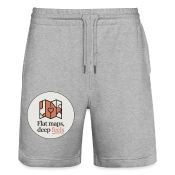 Flat Maps Deep Feels Geography Cartography - Stanley/Stella Trainer Unisex Organic Jogging Shorts - heather grey - Front - Nik (191cm) & Marisol (170cm)