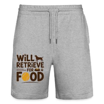 Wird für Futter apportieren Labrador Lustiger Hund - Stanley/Stella Unisex Bio Joggingshorts Trainer  - Grau meliert - Vorne - Nik (191cm) & Marisol (170cm)