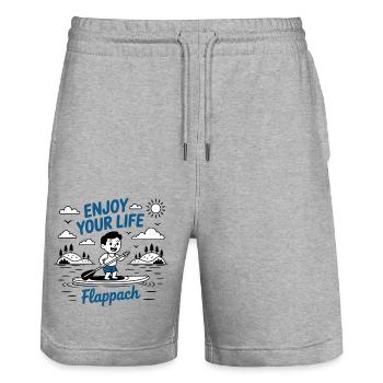 Enjoy Your Life - Flappach SUP-Spaß - Stanley/Stella Unisex Bio Joggingshorts Trainer  - Grau meliert - Vorne - Nik (191cm) & Marisol (170cm)