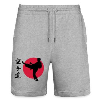 Karate - Stanley/Stella Unisex Bio Joggingshorts Trainer  - Grau meliert - Vorne - Nik (191cm) & Marisol (170cm)