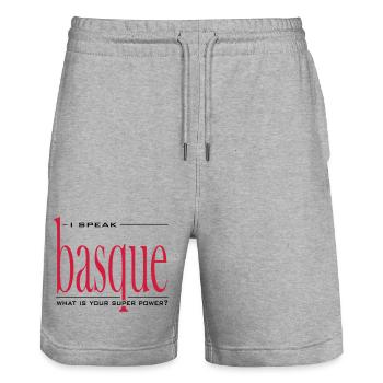 Super Power Basque - Stanley/Stella Trainer Unisex Organic Jogging Shorts - heather grey - Front - Nik (191cm) & Marisol (170cm)