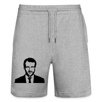 Macron Président  - Short de jogging bio TRAINER Stanley/Stella unisexe - gris chiné - Devant - Nik (191cm) & Marisol (170cm)