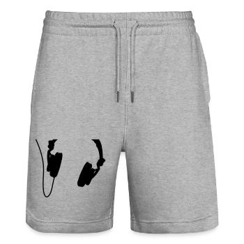 headphones_vector - Stanley/Stella Unisex Bio Joggingshorts Trainer  - Grau meliert - Vorne - Nik (191cm) & Marisol (170cm)