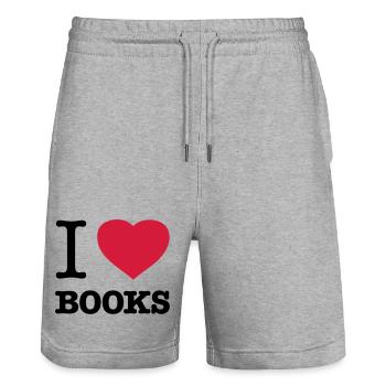 J’AIME LES LIVRES Livres Rat de bibliothèque Rat de bibliothèque Rat de bibliothèque Rat de bibliothèque - Short de jogging bio TRAINER Stanley/Stella unisexe - gris chiné - Devant - Nik (191cm) & Marisol (170cm)