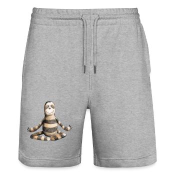 Süßes Yoga Faultier - Comic - Kunst - Fun - Stanley/Stella Unisex Bio Joggingshorts Trainer  - Grau meliert - Vorne - Nik (191cm) & Marisol (170cm)