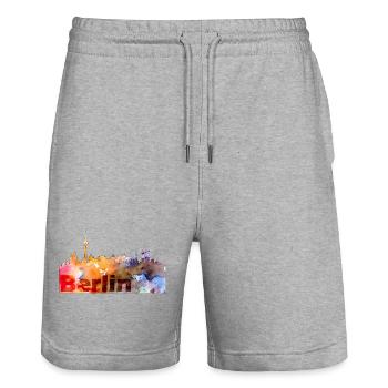 Berlin - Short de jogging bio TRAINER Stanley/Stella unisexe - gris chiné - Devant - Nik (191cm) & Marisol (170cm)