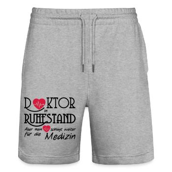 Doktor Ruhestand Rente Arzt Medizin Geschenk - Stanley/Stella Unisex Bio Joggingshorts Trainer  - Grau meliert - Vorne - Nik (191cm) & Marisol (170cm)