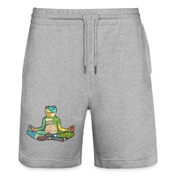 yogafrosch.png - Stanley/Stella Unisex Bio Joggingshorts Trainer  - Grau meliert - Vorne - Nik (191cm) & Marisol (170cm)