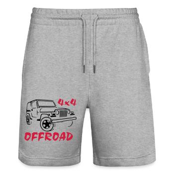4x4 Offroad Jeep T-Shirt - Stanley/Stella Unisex Bio Joggingshorts Trainer  - Grau meliert - Vorne - Nik (191cm) & Marisol (170cm)