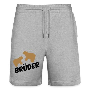 frères - Short de jogging bio TRAINER Stanley/Stella unisexe - gris chiné - Devant - Nik (191cm) & Marisol (170cm)