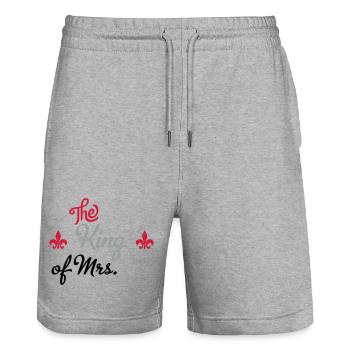 mariage - Short de jogging bio TRAINER Stanley/Stella unisexe - gris chiné - Devant - Nik (191cm) & Marisol (170cm)