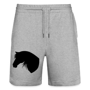 Horse - Stanley/Stella Trainer Unisex Organic Jogging Shorts - heather grey - Front - Nik (191cm) & Marisol (170cm)