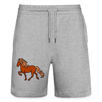 Icelandic horse, fox, lighter - Stanley/Stella Trainer Unisex Organic Jogging Shorts - heather grey - Front - Nik (191cm) & Marisol (170cm)