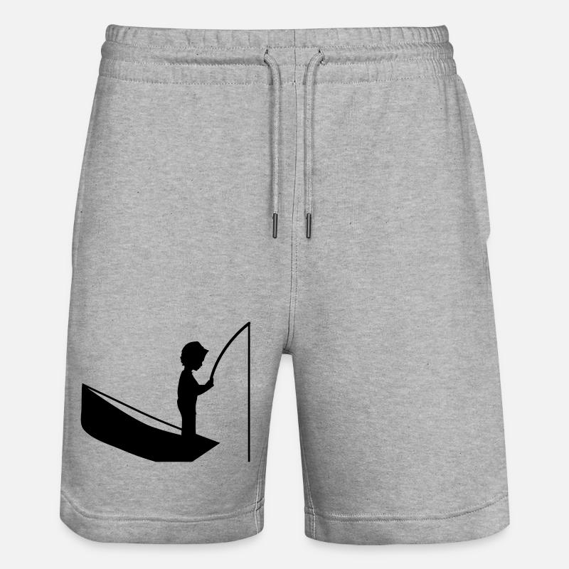 Eine Junge mit einer Angel - Stanley/Stella Unisex Bio Joggingshorts Trainer  - Grau meliert