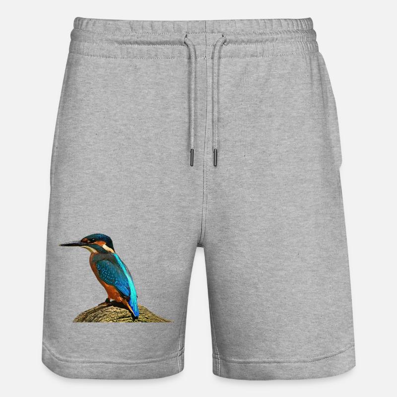 coole vögel, fischendes Eisvogel männchen - Stanley/Stella Unisex Bio Joggingshorts Trainer - Grau meliert