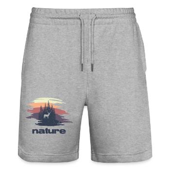 Nature - Design - Stanley/Stella Trainer Unisex Organic Jogging Shorts - heather grey - Front - Nik (191cm) & Marisol (170cm)