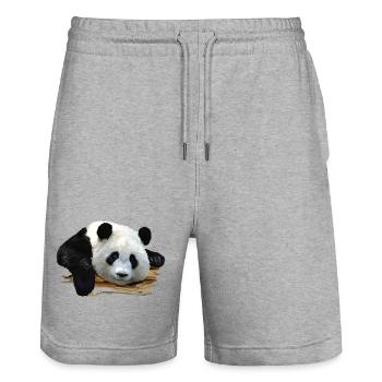 panda - Stanley/Stella Trainer Unisex Organic Jogging Shorts - heather grey - Front - Nik (191cm) & Marisol (170cm)
