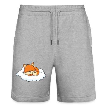 Kleiner Fuchs schläft auf Wolke - Stanley/Stella Unisex Bio Joggingshorts Trainer  - Grau meliert - Vorne - Nik (191cm) & Marisol (170cm)