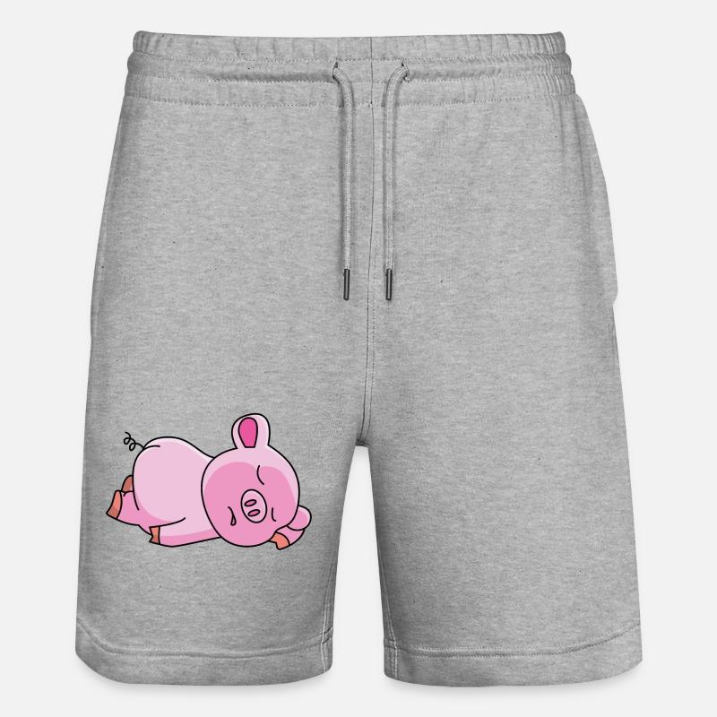 Cochon rose - design - Short de jogging bio TRAINER Stanley/Stella unisexe - gris chiné